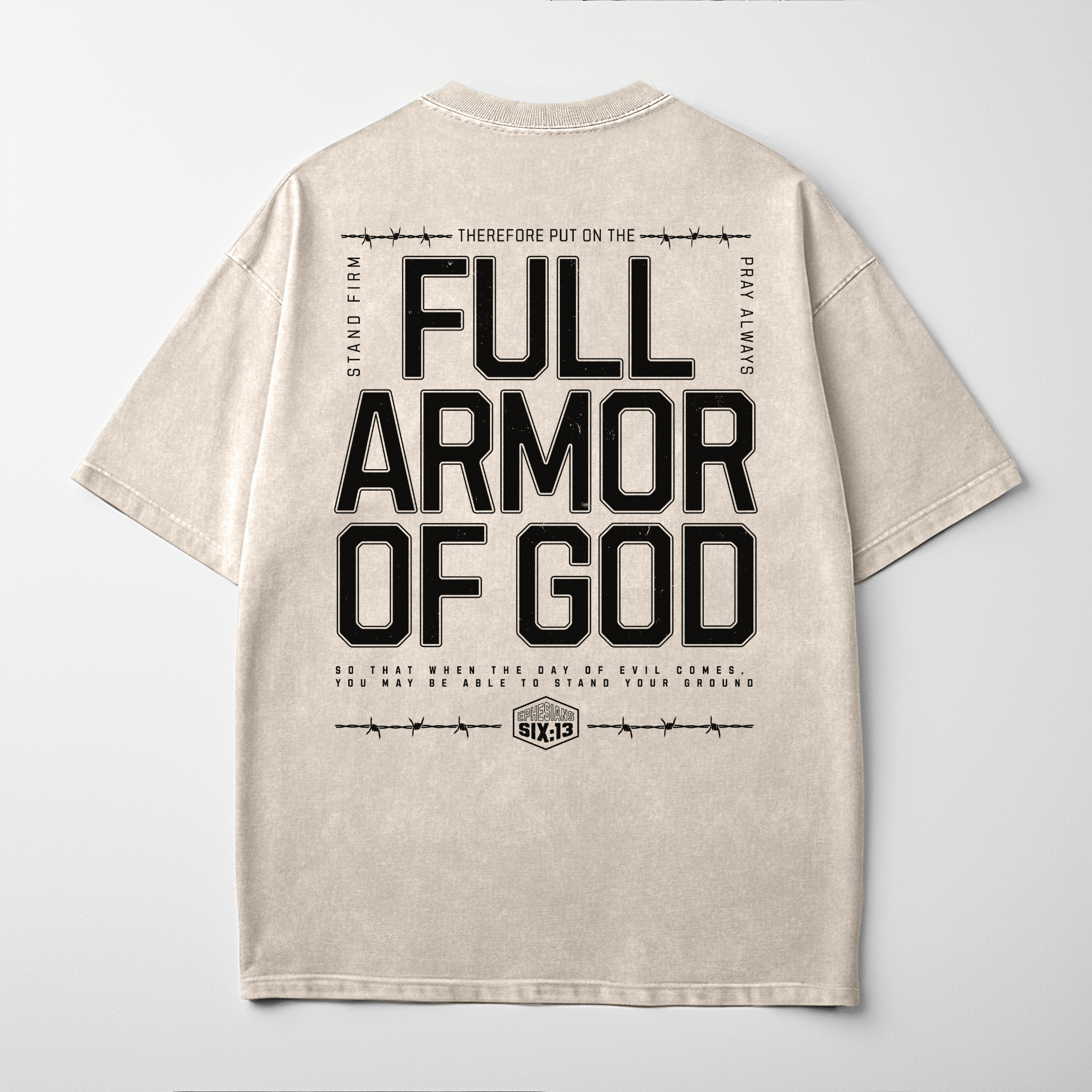 “FULL ARMOR OF GOD” Premium Comfort Colors Tee | Ivory