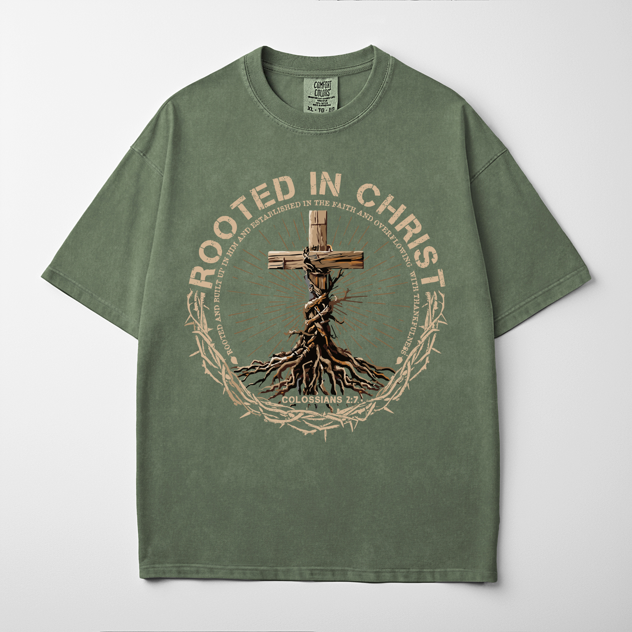 “ROOTED IN CHRIST” Premium Comfort Colors Tee